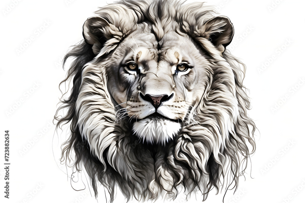 Front view of isolated lion illustration on white background Front view of isolated lion illustration on white background