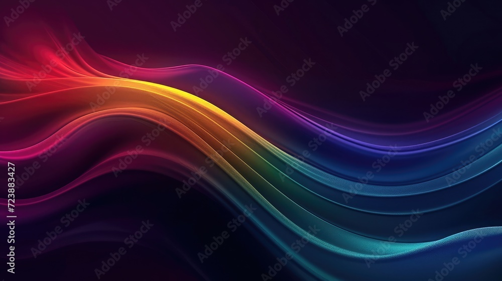 Obraz premium Dark grainy color gradient wave background, purple red yellow blue green colors banner poster cover abstract design