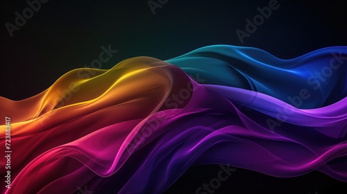Dark grainy color gradient wave background  purple red yellow blue green colors banner poster cover abstract design