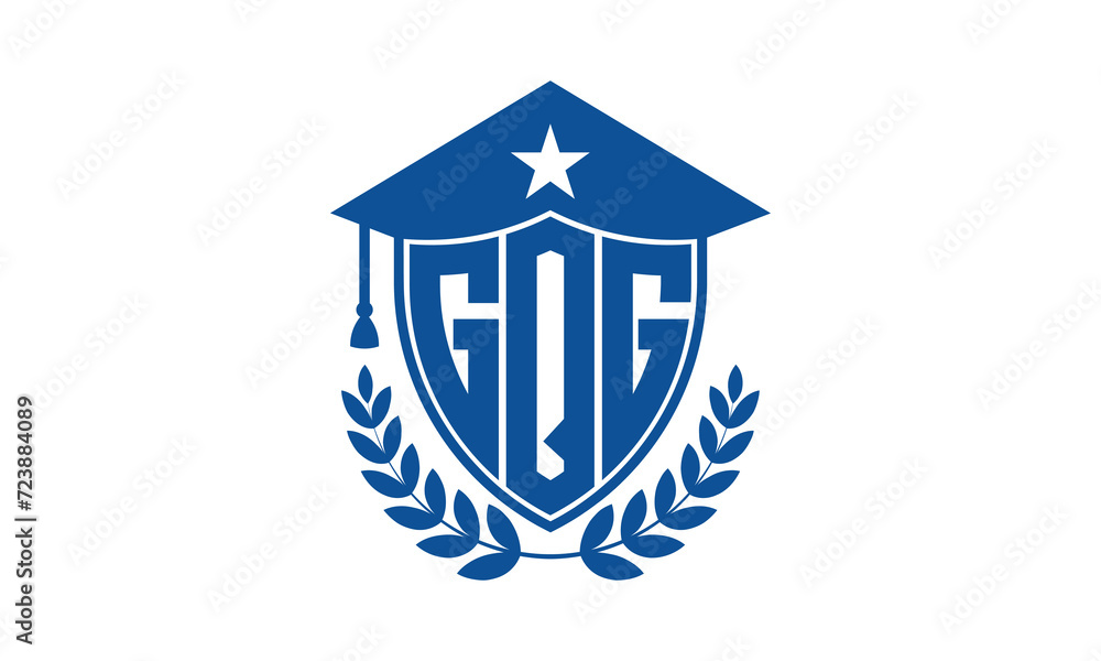 GQG three letter iconic academic logo design vector template. monogram, abstract, school, college, university, graduation cap symbol logo, shield, model, institute, educational, coaching canter, tech GQG three letter iconic academic logo design vector template. monogram, abstract, school, college, university, graduation cap symbol logo, shield, model, institute, educational, coaching canter, tech