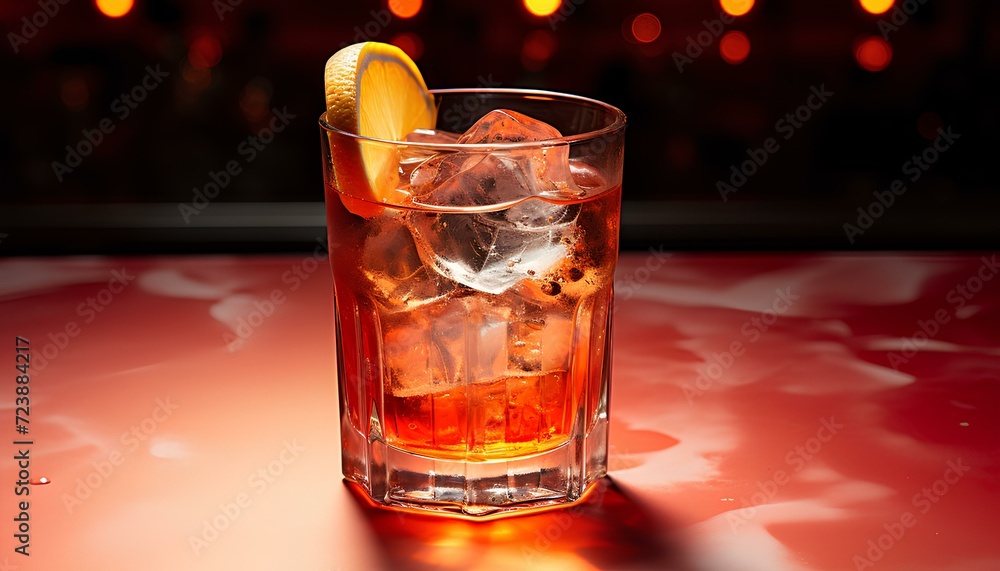 glass of cola. cocktail with ice. glass of whiskey. cocktail with lemon and ice. rum and whiskey. rum and cola surrounded by lemons. alcoholic beverage on a table with moody lightning. alcohol