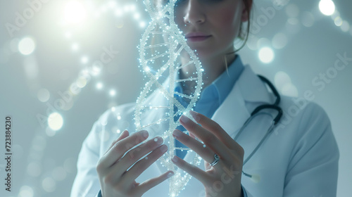 DNA spiral in the hands of a doctor 