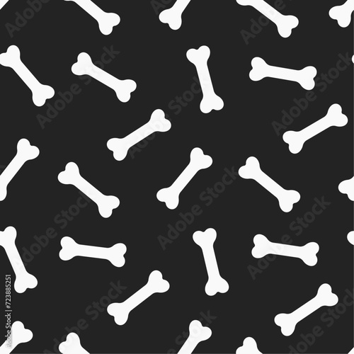 White bones on black background. Vector seamless pattern. Best for textile, print, wrapping paper, package and Halloween's decoration.