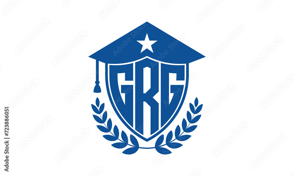 GRG three letter iconic academic logo design vector template. monogram, abstract, school, college, university, graduation cap symbol logo, shield, model, institute, educational, coaching canter, tech GRG three letter iconic academic logo design vector template. monogram, abstract, school, college, university, graduation cap symbol logo, shield, model, institute, educational, coaching canter, tech