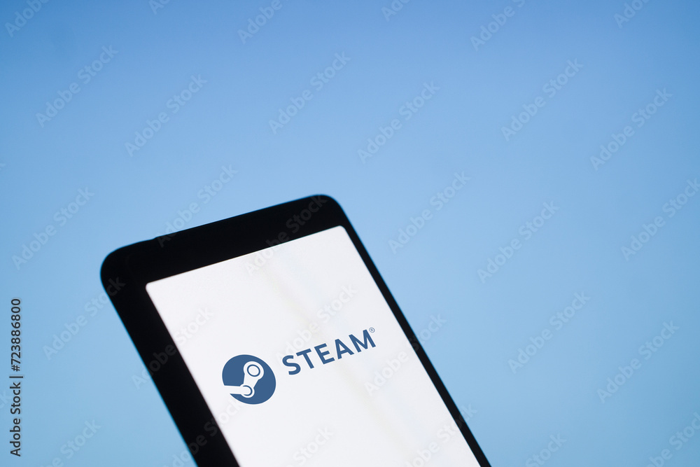 Dhaka, Bangladesh 11 March 2024 Steam logo of a video game digital