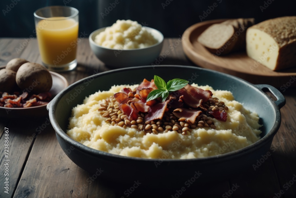 A traditional Estonian dish made from barley or potatoes, cooked with barley groats by ai generated A traditional Estonian dish made from barley or potatoes, cooked with barley groats by ai generated