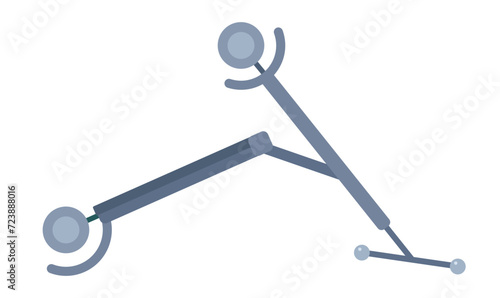 Broken scooter upturned upside down 2D cartoon object. Accident vehicle two wheeled. Crushed electric scooter isolated vector item white background. Damaged transport color flat spot illustration