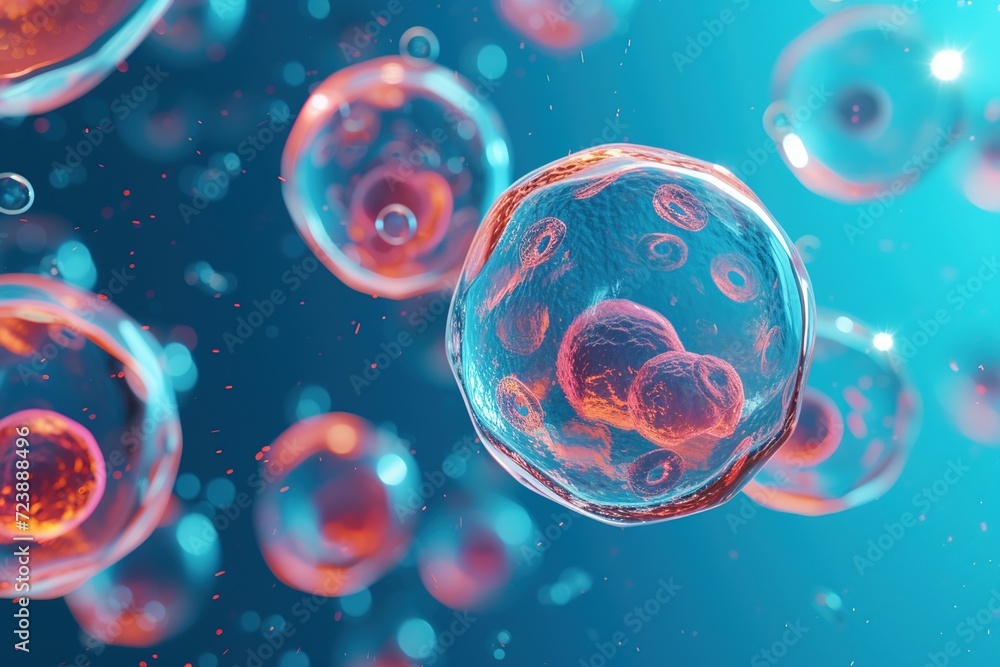 custom made wallpaper toronto digitalcell division Bubble-filled Cosmic Sphere in Blue, Illuminated with Science and Energy, Creating an Intriguing Space Biology Illustration 3D Render