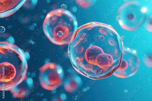 Wallpaper Mural cell division Bubble-filled Cosmic Sphere in Blue, Illuminated with Science and Energy, Creating an Intriguing Space Biology Illustration 3D Render Torontodigital.ca