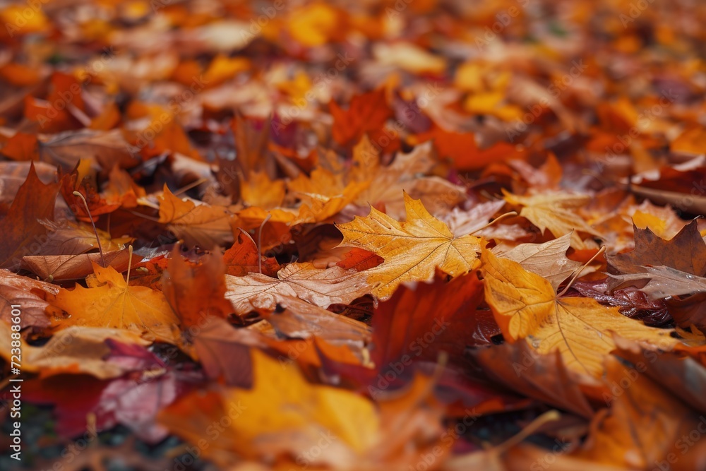 Colorful Autumn Leaves Blanket the Park Ground in October, Creating a Golden Carpet of Nature's Fall Beauty Colorful Autumn Leaves Blanket the Park Ground in October, Creating a Golden Carpet of Nature's Fall Beauty