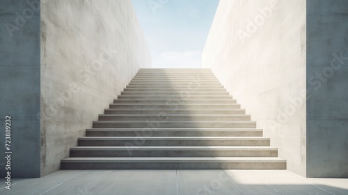 Concrete stairs leading up to blue sky with clouds, perspective view © Voilla