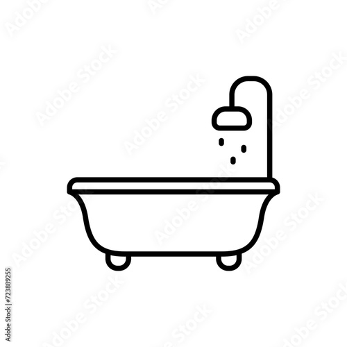 Bathtub outline icons, minimalist vector illustration ,simple transparent graphic element .Isolated on white background