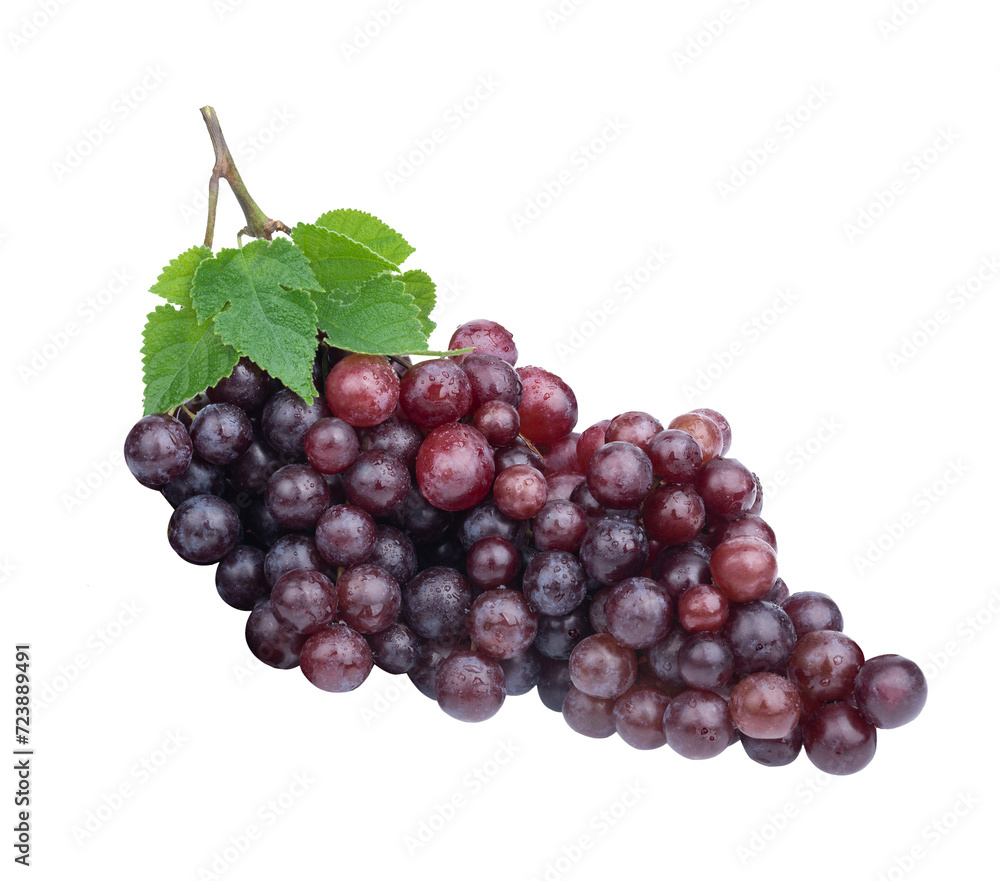 Fototapeta premium fresh red grape fruit with green leaf . fruit high vitamin C. on transparent.