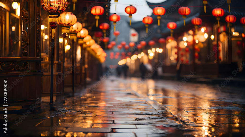 Fototapeta premium Chinese new year lanterns in china town.