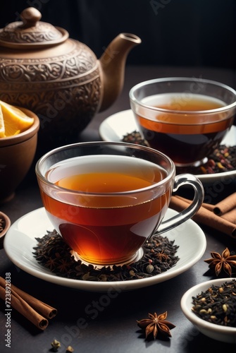 Eritrean spiced tea made with black tea leaves, spices like cinnamon and cloves by ai generated