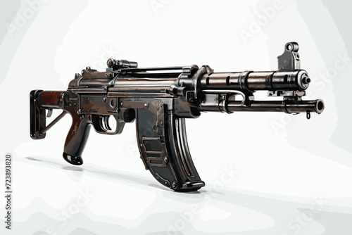 3d rendering miltary machine gun with optical vision isolated