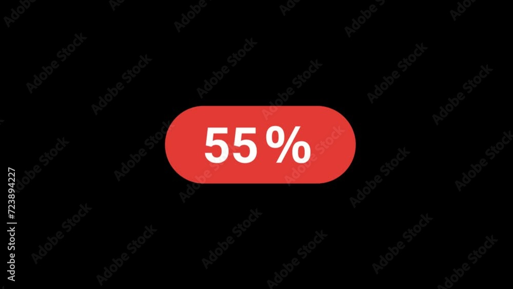 55 Percent button Animation with transparent background