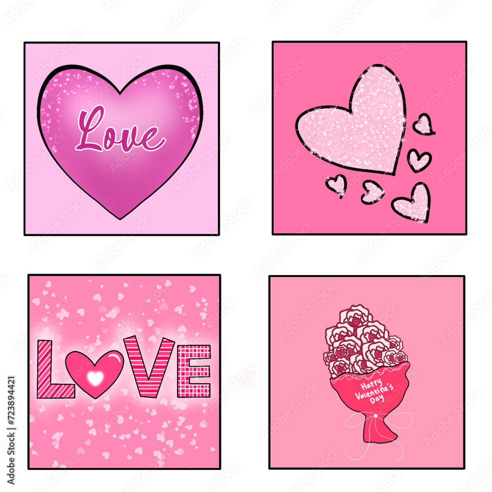 Set of pink hearts valentine's day Set of pink hearts valentine's day