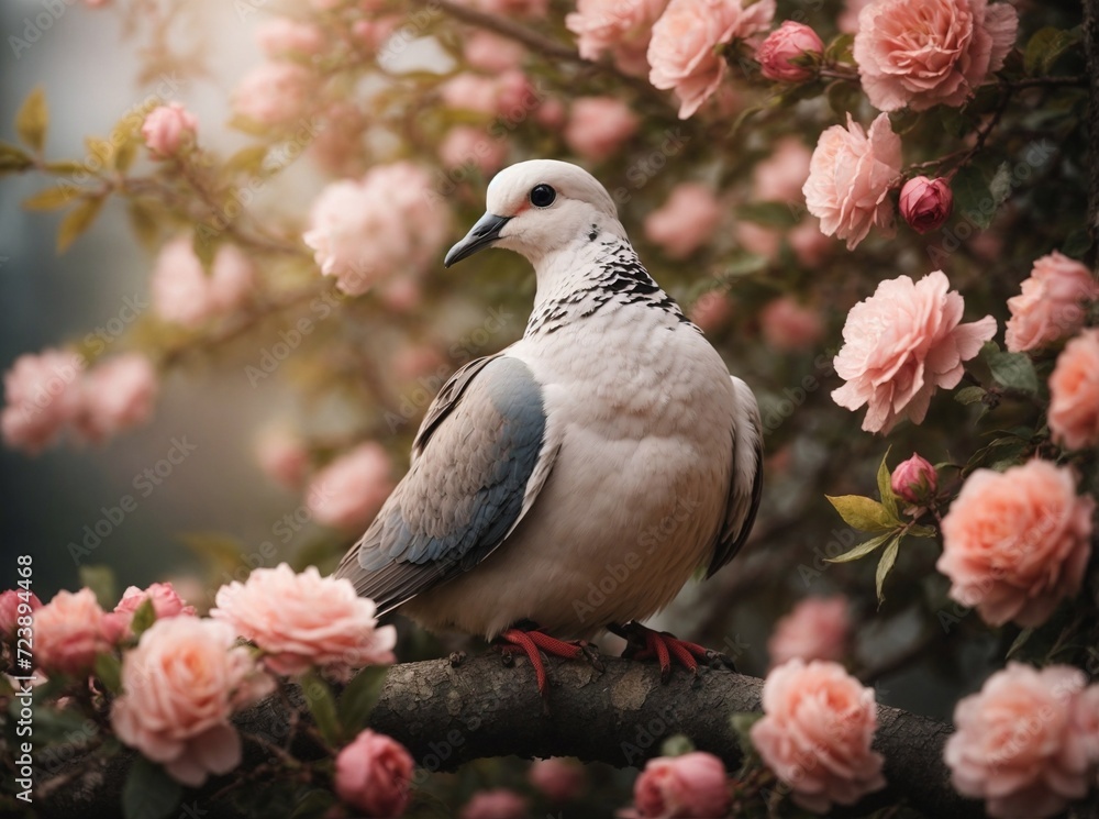 small bird sits in a sunny garden with flowers. AI Generated. small bird sits in a sunny garden with flowers. AI Generated.