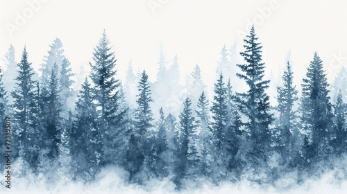 Snow-covered trees standing together. Perfect for winter landscapes and nature scenes