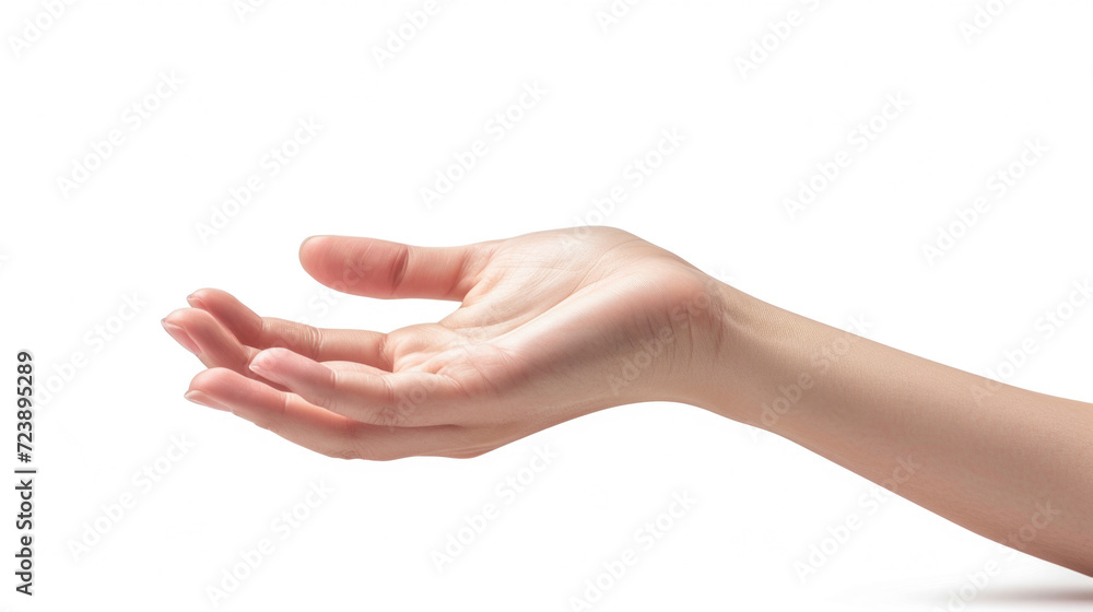 Person's hand holding something in air. Suitable for various uses