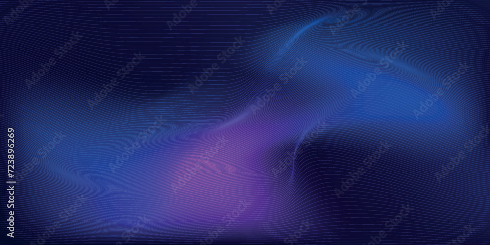 Obraz premium Dark abstract background with glowing wave. Shiny moving lines design element. Modern purple blue gradient flowing wave lines. Futuristic technology concept