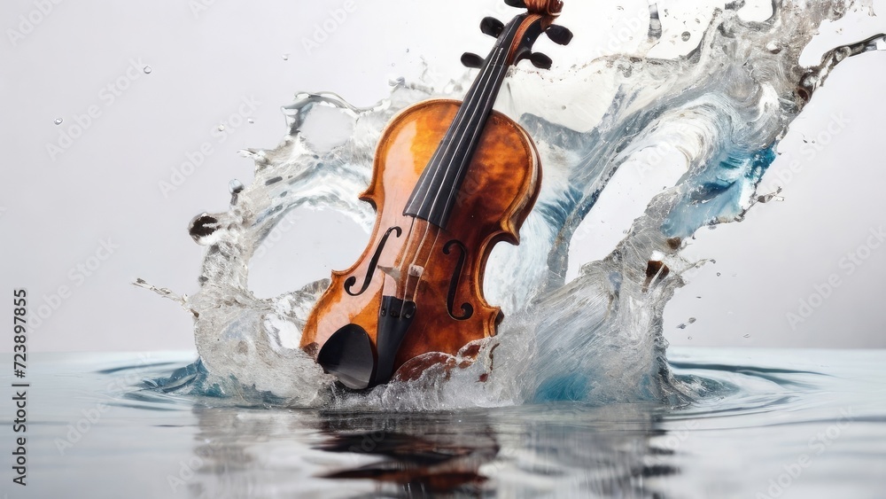 Fototapeta premium violin with splash