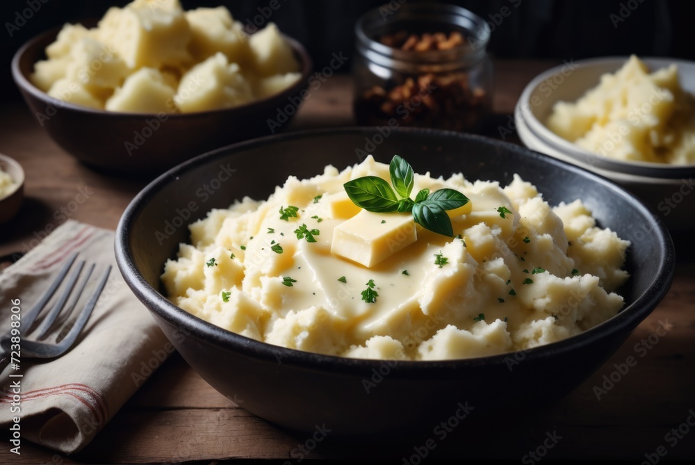 Mashed potatoes mixed with butter or milk, sometimes flavored with onions or garlic by ai generated Mashed potatoes mixed with butter or milk, sometimes flavored with onions or garlic by ai generated
