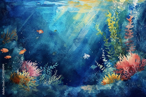 Beautiful underwater composition with water color flowers © Umar