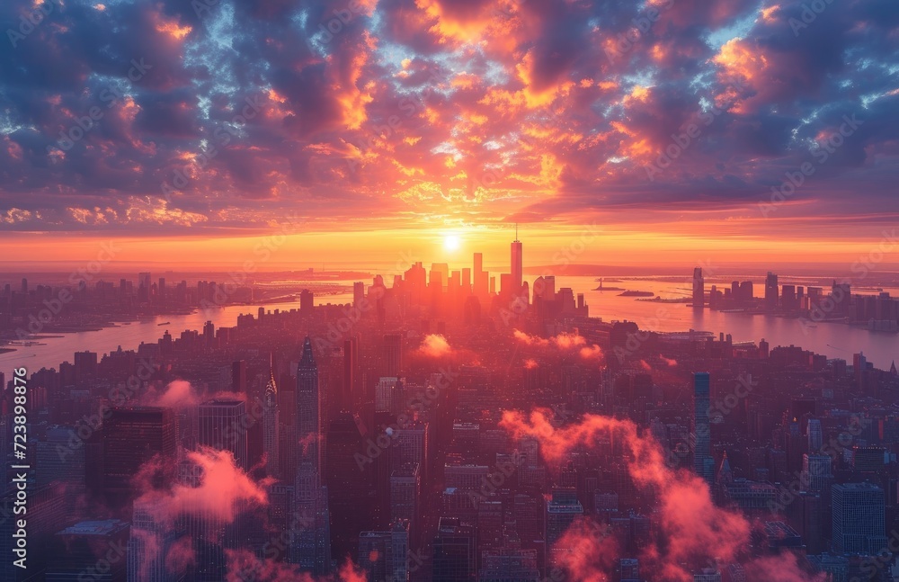 aerial_view_of_city_from_the_sun_set