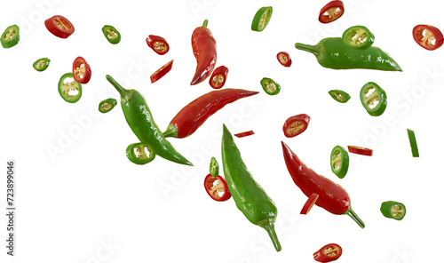 red and green chili slices