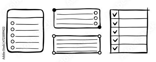 Doodle bullet journal vector elements for notebook, diary and planner. Hand drawn banners, frames isolated on white background. Notes, list, design elements.