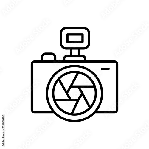 Camera outline icons, minimalist vector illustration ,simple transparent graphic element .Isolated on white background