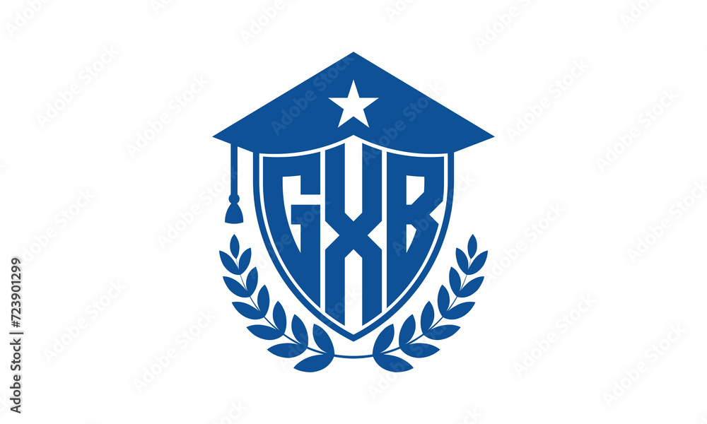 GXB three letter iconic academic logo design vector template. monogram, abstract, school, college, university, graduation cap symbol logo, shield, model, institute, educational, coaching canter, tech GXB three letter iconic academic logo design vector template. monogram, abstract, school, college, university, graduation cap symbol logo, shield, model, institute, educational, coaching canter, tech