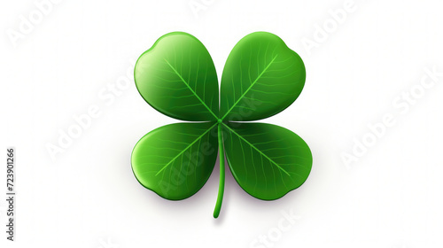 Four leaf clover resting on white surface. This image can be used to symbolize luck and good fortune