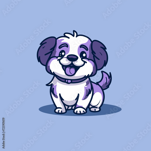 Cute Dog Sitting Cartoon Vector Icon Illustration. Animal Nature Icon Concept Isolated Premium Vector. Flat Cartoon Style