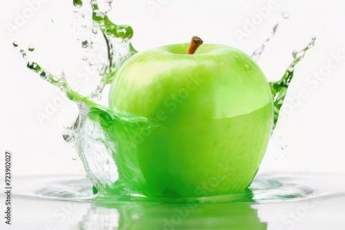 apple with water splash 