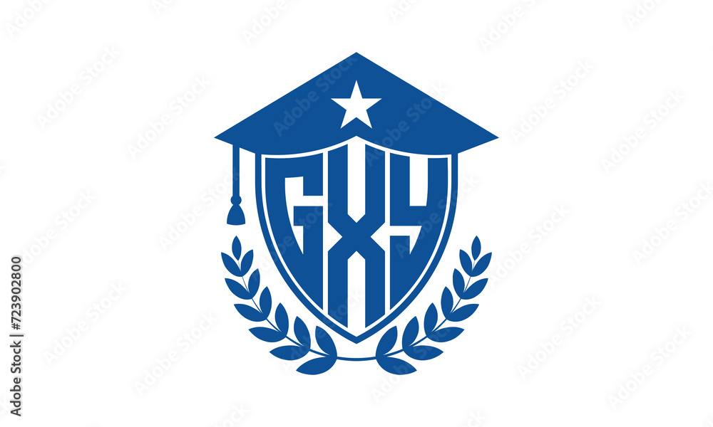 GXY three letter iconic academic logo design vector template. monogram, abstract, school, college, university, graduation cap symbol logo, shield, model, institute, educational, coaching canter, tech GXY three letter iconic academic logo design vector template. monogram, abstract, school, college, university, graduation cap symbol logo, shield, model, institute, educational, coaching canter, tech