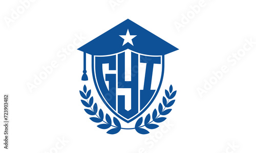 GYI three letter iconic academic logo design vector template. monogram, abstract, school, college, university, graduation cap symbol logo, shield, model, institute, educational, coaching canter, tech photo