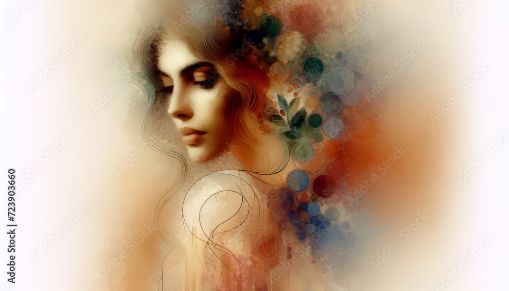 Ethereal Woman in Watercolor Mist