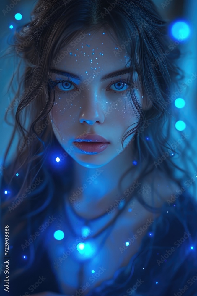 beauty is manipulating mater and blue light magic that is glowing beauty is manipulating mater and blue light magic that is glowing