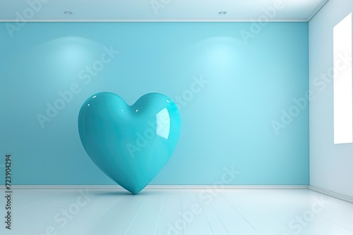 baby blue heart in a room