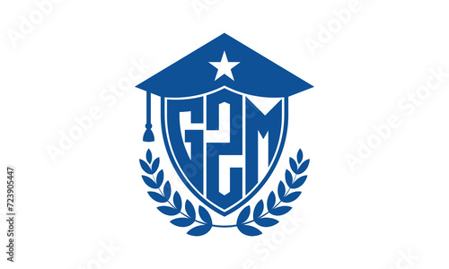 GZM three letter iconic academic logo design vector template. monogram, abstract, school, college, university, graduation cap symbol logo, shield, model, institute, educational, coaching canter, tech photo