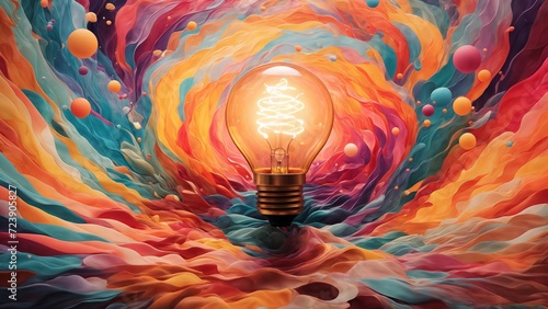 Colorful illuminating light bulb illustration photo