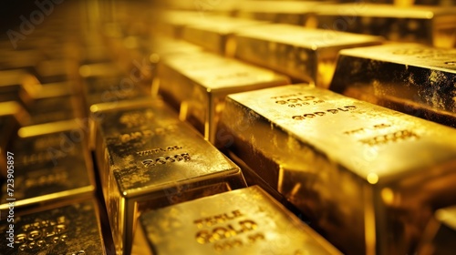 Intricate view of a gold bullion stack representing wealth and global economic power