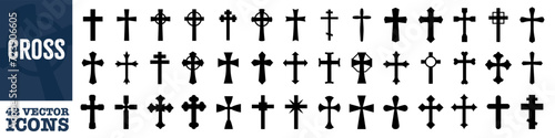 Crosses icon set. Cross icon. Religion cross. Silhouette style.