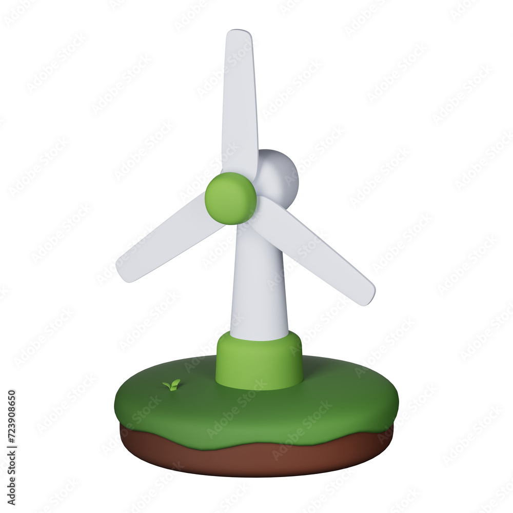 Wind Energy 3D Icon Isolated with island on the Transparent Wind Energy 3D Icon Isolated with island on the Transparent