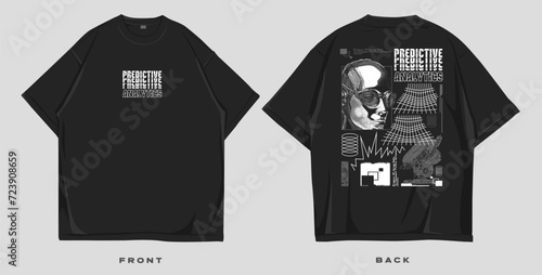 Streetwear t shirt design, futuristic t-shirt design, brutalism graphic t-shirt, urban trendy t-shirt design for print or screen printing, street style fashion