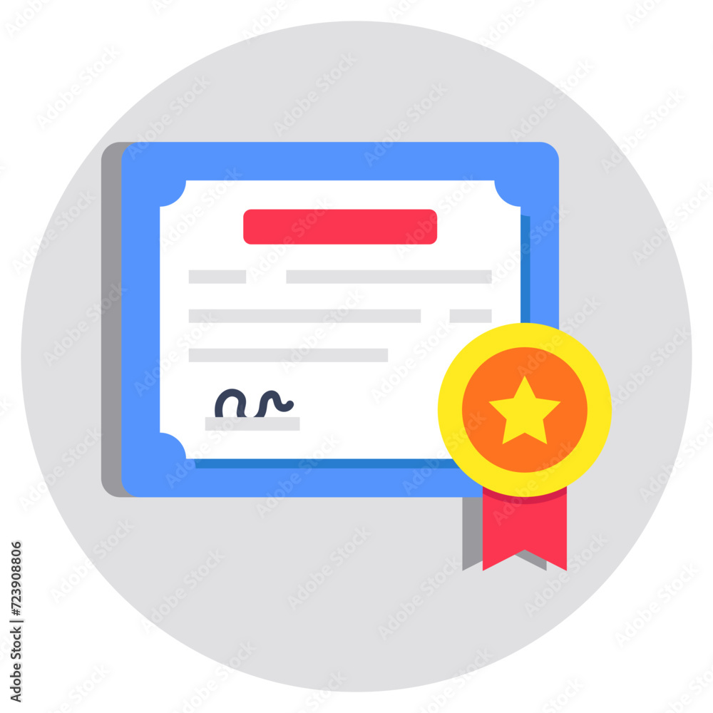 Paper with ribbon, flat design of degree icon Paper with ribbon, flat design of degree icon