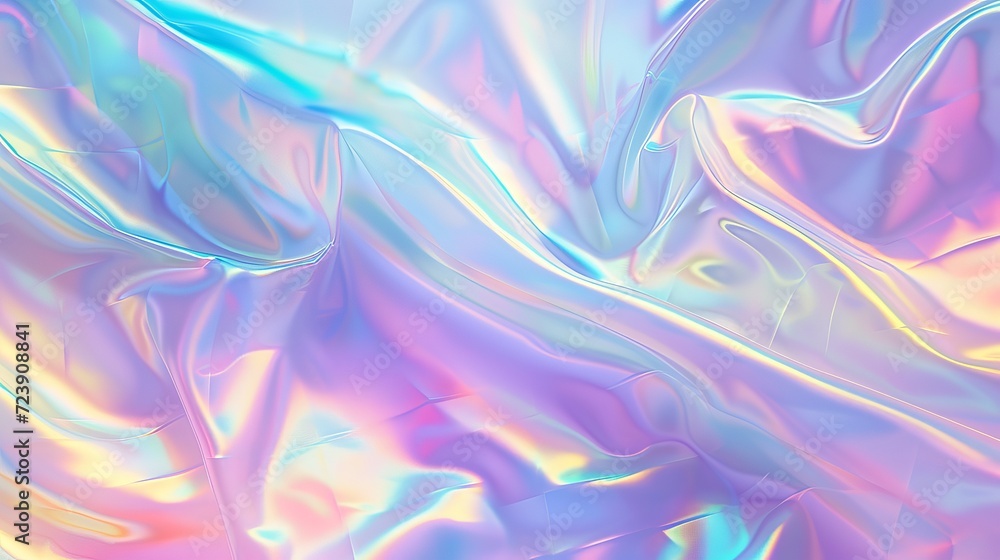 Holographic background shimmering with rainbow colors. Liquid waves with foil effect.